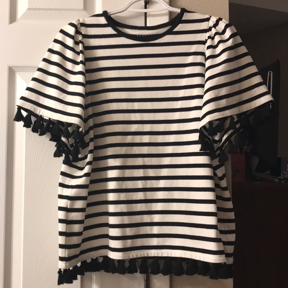 Kate Spade Broome Street Striped Top w/ Tassels